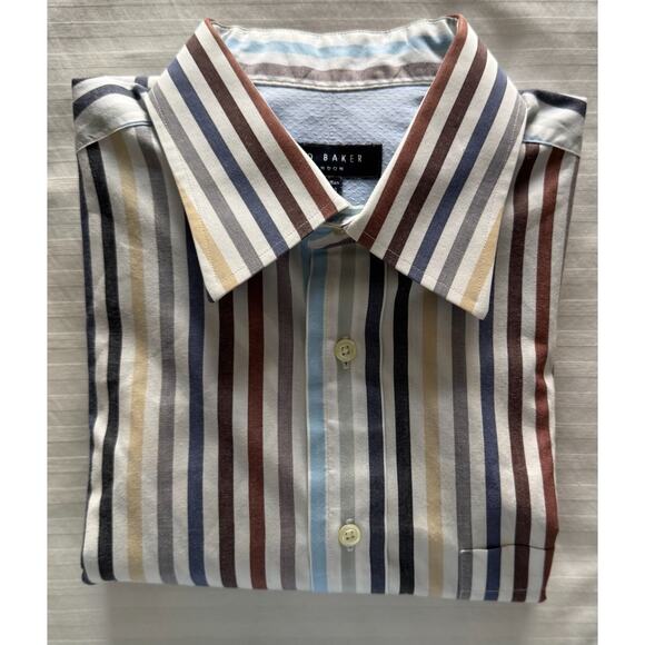 Ted Baker Other - Ted Baker 100% Cotton Men's L/S Dress Shirt Flip Cuff 16 1/2-32/33 Bold Stripes
